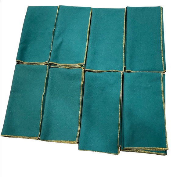8 green with gold trim dinner table napkins, Large,18 inches  x 18 x18 x18 - Picture 6 of 6